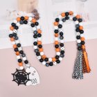 2pcs Rustic Farmhouse Wooden Bead Garland With Tassel Ghost Spider Web Tag For Halloween Shelf Tiered Tray Wall Decor as shown in the picture