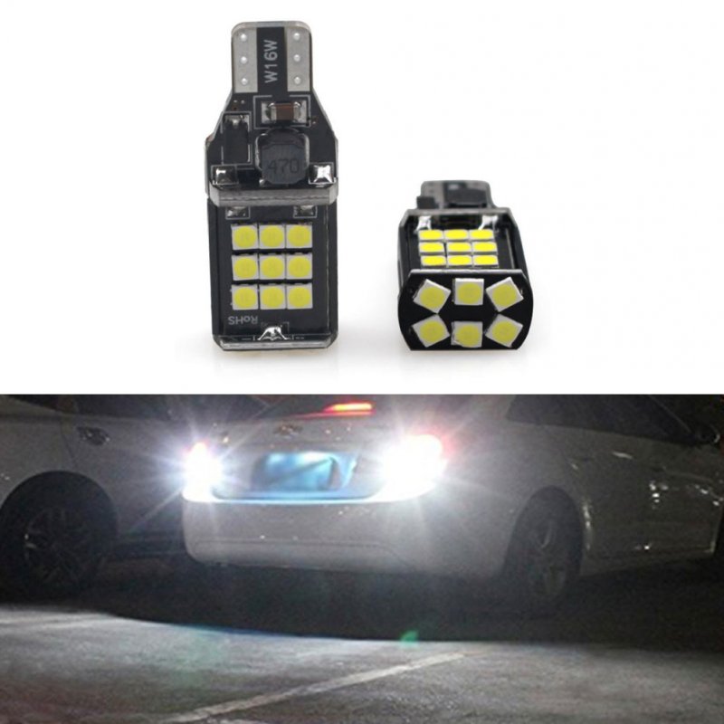 2pcs Signal Lamp Led T15 Canbus 24smd 3030chips W16w Led Bulb Backup Light Car Reverse Light Parking Lamp White 12v White light
