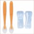 2pcs Silicone Baby Spoon Infant Spoon With Travel Case For Baby Self Feeding Training Yellow yellow