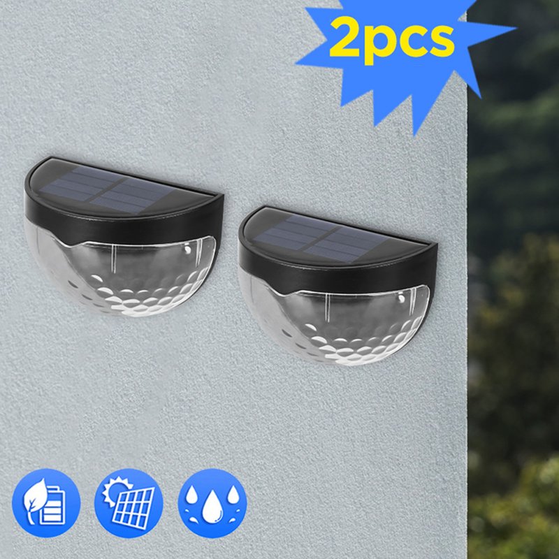 2pcs Solar Semi-circular Wall Light 6LED Waterproof for Stair Outdoor Fence