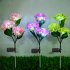 2pcs Solar Hydrangea Flower Light 3 Heads Lawn Lamps with Stake for Outdoor Garden Patio Country Decoration Pink