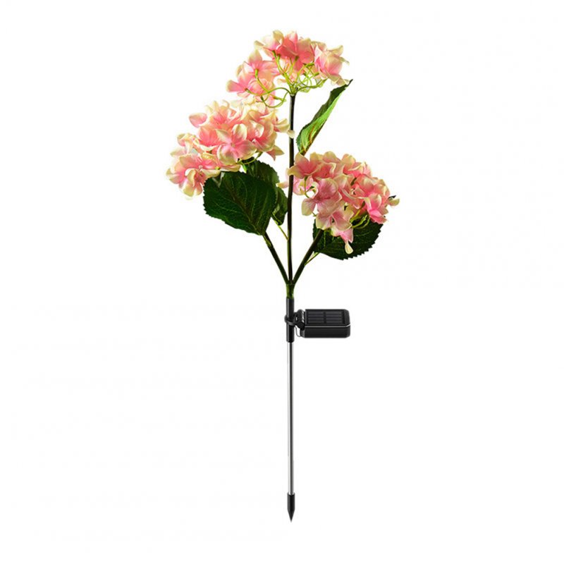 2pcs Solar Hydrangea Flower Light 3 Heads Lawn Lamps for Outdoor Garden Patio