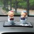 2pcs Solar Power Shaking Head Dolls Car Toilet Couple Pig Toy Automobile Decorations