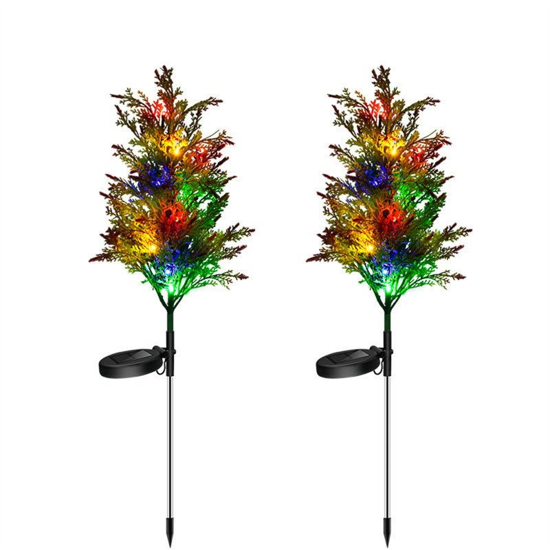 2pcs Solar Tree Lights with Stake 2 Modes Ip65 Waterproof Outdoor Garden Lamps