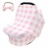 2pcs Stretchy Baby Car Seat Cover   Baby bow headband Multiuse   Nursing Breastfeeding Covers Car Seat Canopies  Light purple tartan design