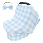 2pcs Stretchy Baby Car Seat Cover + Baby bow headband Multiuse - Nursing Breastfeeding Covers Car Seat Canopies  Sky blue tartan design