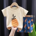 2pcs Summer Cotton T-shirt Suit For Boys Girls Cartoon Printing Short Sleeves Tops Shorts For 0-8 Years Old Kids Pineapple 5-6Y 110cm