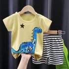 2pcs Summer Cotton T-shirt Suit For Boys Girls Cartoon Printing Short Sleeves Tops Shorts For 0-8 Years Old Kids Dinosaur 1-2Y 90cm