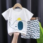 2pcs Summer Cotton T-shirt Suit For Boys Girls Cartoon Printing Short Sleeves Tops Shorts For 0-8 Years Old Kids Set 04 3-4Y 100cm