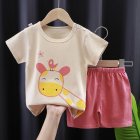 2pcs Summer Cotton T-shirt Suit For Boys Girls Cartoon Printing Short Sleeves Tops Shorts For 0-8 Years Old Kids Set 13 3-4Y 100cm
