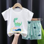 2pcs Summer Cotton T-shirt Suit For Boys Girls Cartoon Printing Short Sleeves Tops Shorts For 0-8 Years Old Kids Set 02 5-6Y 110cm