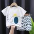 2pcs Summer Cotton T shirt Suit For Boys Girls Cartoon Printing Short Sleeves Tops Shorts For 0 8 Years Old Kids Set 04 0 1Y 80cm