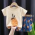 2pcs Summer Cotton T shirt Suit For Boys Girls Cartoon Printing Short Sleeves Tops Shorts For 0 8 Years Old Kids Pineapple 0 1Y 80cm