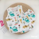 2pcs Summer Cotton Vest Suit Children Cartoon Printing Sleeveless Tank Top Shorts Suit For Boys Girls long neck dinosaur 2-3Y 100cm