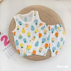 2pcs Summer Cotton Vest Suit Children Cartoon Printing Sleeveless Tank Top Shorts Suit For Boys Girls colorful pineapple 3-4Y 110cm