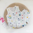 2pcs Summer Cotton Vest Suit Children Cartoon Printing Sleeveless Tank Top Shorts Suit For Boys Girls puppy 8-18M 80cm