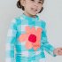 2pcs Summer Girls Split Swimsuit Long Sleeves Sunscreen Quick drying Swimwear Shorts Suit orange M
