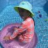 2pcs Summer Girls Split Swimsuit Long Sleeves Sunscreen Quick drying Swimwear Shorts Suit orange M