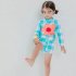2pcs Summer Girls Split Swimsuit Long Sleeves Sunscreen Quick drying Swimwear Shorts Suit orange M