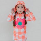 2pcs Summer Girls Split Swimsuit Long Sleeves Sunscreen Quick-drying Swimwear Shorts Suit orange M