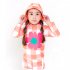 2pcs Summer Girls Split Swimsuit Long Sleeves Sunscreen Quick drying Swimwear Shorts Suit orange M