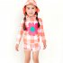 2pcs Summer Girls Split Swimsuit Long Sleeves Sunscreen Quick drying Swimwear Shorts Suit orange M