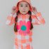 2pcs Summer Girls Split Swimsuit Long Sleeves Sunscreen Quick drying Swimwear Shorts Suit orange M