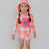 2pcs Summer Girls Split Swimsuit Long Sleeves Sunscreen Quick drying Swimwear Shorts Suit orange M