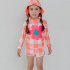 2pcs Summer Girls Split Swimsuit Long Sleeves Sunscreen Quick drying Swimwear Shorts Suit orange M