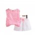 2pcs Summer Shirt Suit For Girls Sweet Printing Tops Shorts Cotton Breathable Two piece Set For 1 4 Years Old Kids blue 3 4Y 110cm