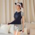 2pcs Summer Split Swimsuit For Women Short Sleeves Conservative Sports Quick drying Bathing Suit For Hot Spring E62 2XL