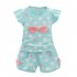 2pcs Toddler Girls Short Sleeve Printed Bowknot Shirt Top Shorts Outfits Summer Cotton Clothes Baby Suit pink 3 4Y 110cm