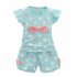 2pcs Toddler Girls Short Sleeve Printed Bowknot Shirt Top Shorts Outfits Summer Cotton Clothes Baby Suit pink 2 3Y 100cm
