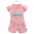 2pcs Toddler Girls Short Sleeve Printed Bowknot Shirt Top Shorts Outfits Summer Cotton Clothes Baby Suit green 18 24M 90cm