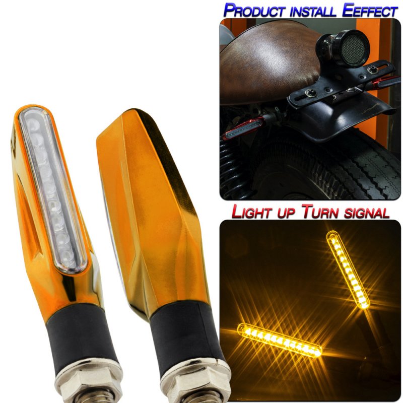 2pcs Turn Signals Motorcycle Accessories Modification Universal Flat 9 Led Turn Signal Lights Orange shell/yellow light