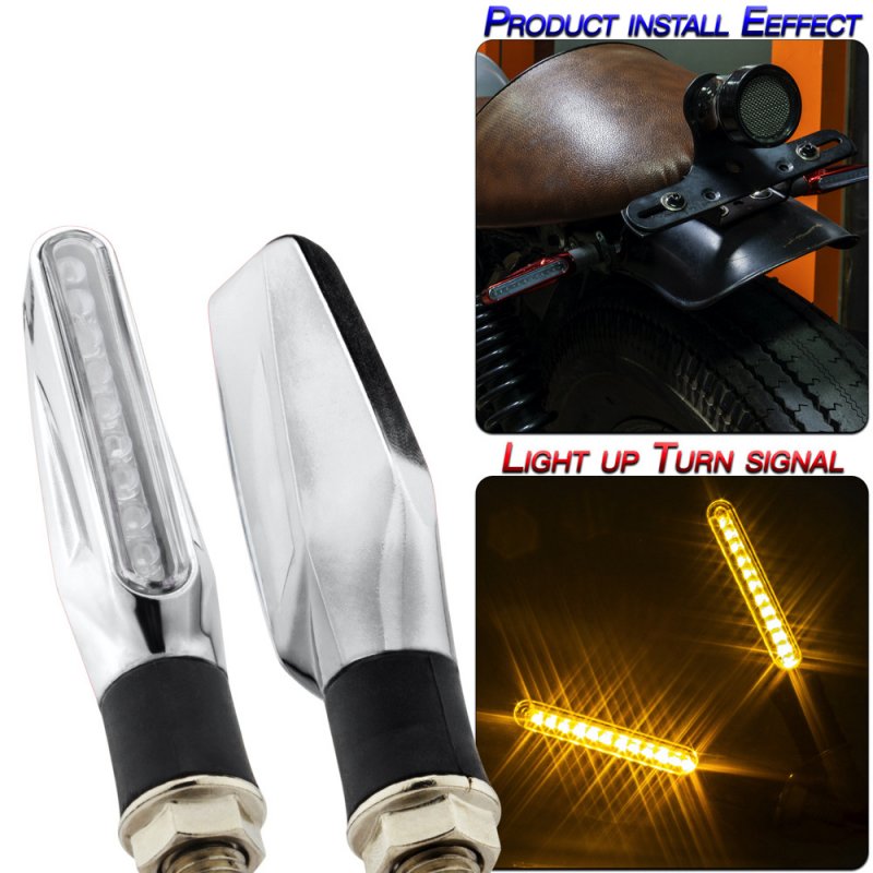 2pcs Turn Signals Motorcycle Accessories Modification Universal Flat 9 Led Turn Signal Lights Silver shell/yellow light