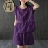 2pcs Women Fashion Cotton Linen Suit Short Sleeves Solid Color Shirt Casual Shorts Two piece Set Khaki XXXXL
