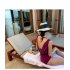 2pcs Women Fashion Split Swimsuit Backless Slim Fit Underwire Bra Bodysuit Two piece Swimwear For Hot Spring wine red M