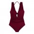 2pcs Women Fashion Split Swimsuit Backless Slim Fit Underwire Bra Bodysuit Two piece Swimwear For Hot Spring wine red XL