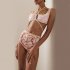 2pcs Women High Waist Bikini Swimsuit Set Retro Moroccan Printed Sexy Backless Lace up Tops Quick drying Briefs Suit Pink M