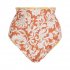2pcs Women High Waist Bikini Swimsuit Set Retro Moroccan Printed Sexy Backless Lace up Tops Quick drying Briefs Suit Pink M