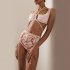 2pcs Women High Waist Bikini Swimsuit Set Retro Moroccan Printed Sexy Backless Lace up Tops Quick drying Briefs Suit Pink XL