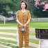 2pcs Women Loose Short Sleeves T shirt Set Summer Casual Printing Tops Cropped Pants Two piece Suit Orange 3XL