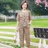 2pcs Women Loose Short Sleeves T shirt Set Summer Casual Printing Tops Cropped Pants Two piece Suit Orange 3XL