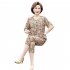 2pcs Women Loose Short Sleeves T shirt Set Summer Casual Printing Tops Cropped Pants Two piece Suit Orange 3XL