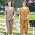 2pcs Women Loose Short Sleeves T shirt Set Summer Casual Printing Tops Cropped Pants Two piece Suit Orange 3XL
