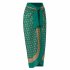2pcs Women Sexy Swimsuit With Beach Coverup Skirt Fashion Printing Halter Backless Cut Out Bikini Suit green suit S