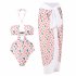 2pcs Women Sexy Swimsuit With Beach Coverup Skirt Fashion Printing Halter Backless Cut Out Bikini Suit green suit S
