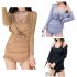 2pcs Women Sexy Swimsuit Trendy Solid Color High Waist Slim Fit One piece Swimwear For Hot Spring light purple XL