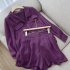 2pcs Women Shirt Shorts Suit Long Sleeves Lapel Shirt Solid Color Shorts Large Size Casual Loose Two piece Set dark purple XL